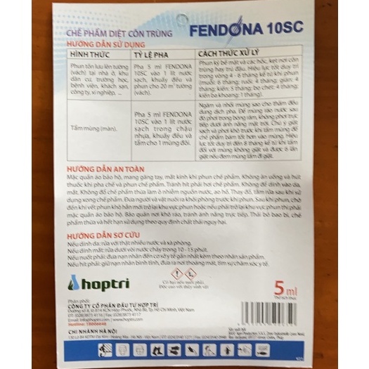 Thuốc diệt côn trùng fendona 10SC gói 5ml