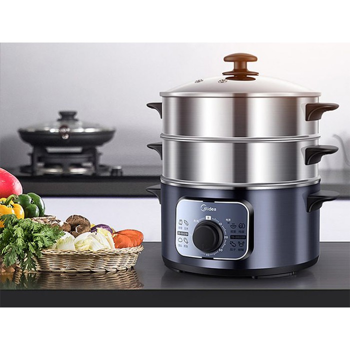 Nồi hấp điện 3 tầng Midea 10L đa năng dễ dàng sử dụng nồi to dùng cho nhiều món ăn
