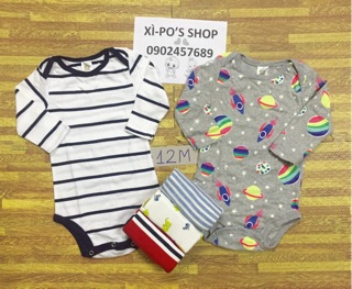 Bodysuit cho bé tay dài Carter Combo 5 cái bodysuit