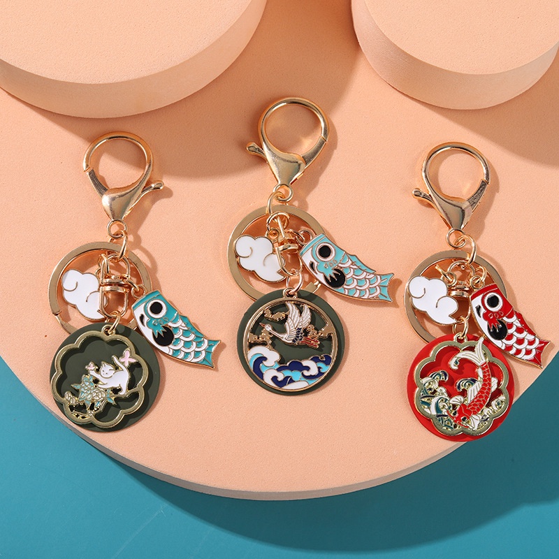 Móc Khóa Hình Cá Koi Đám Mây Cầu Nguyện Phong Cách Trung Hoa