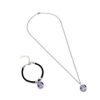 Set dây chuyền và vòng tay 12 cung hoàng đạo - JHS0001 (Đen)
