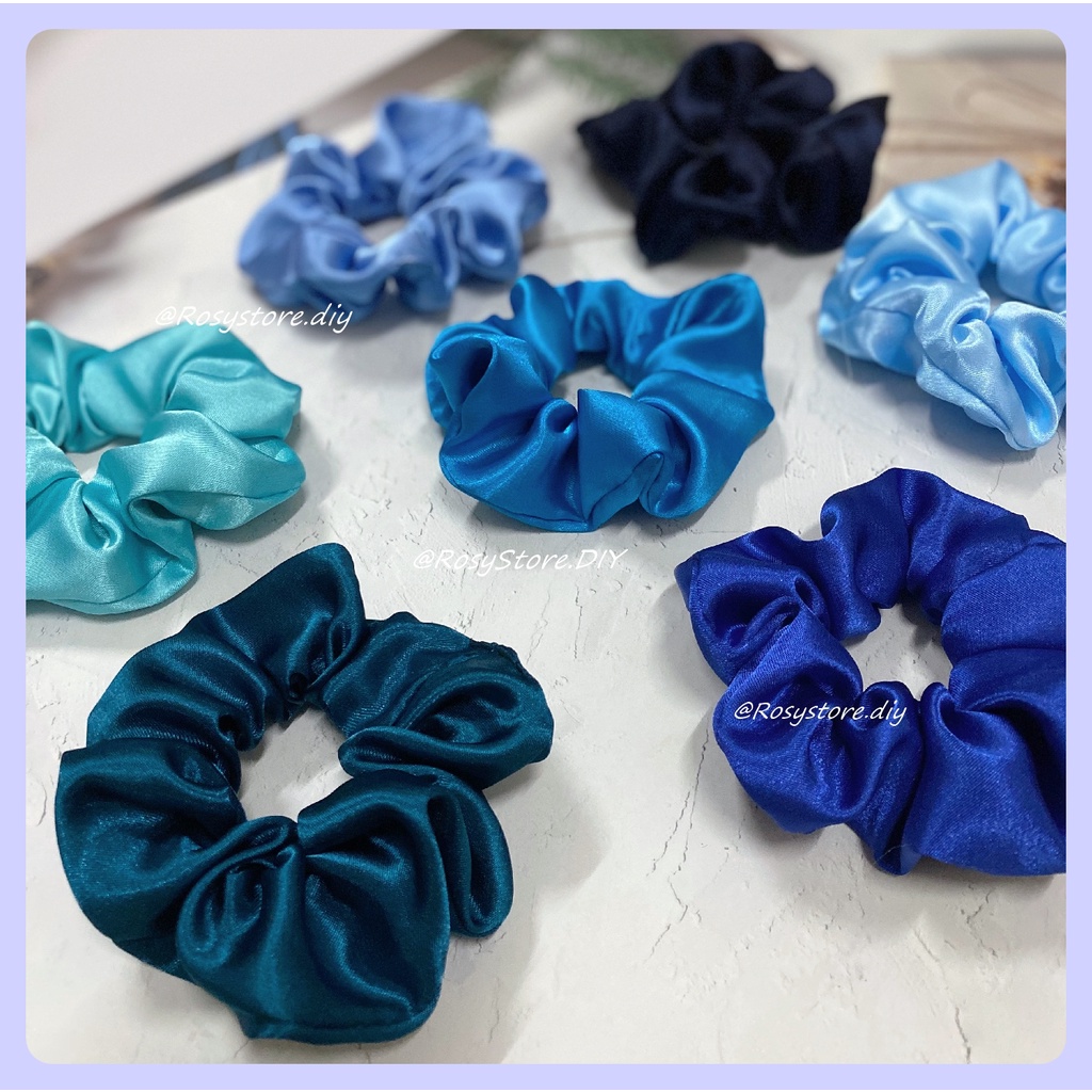 [Ảnh thật]CỘT TÓC VẢI SCRUNCHIES LỤA SATIN TÔNG XANH BIỂN SANG TRỌNG-THỜI TRANG HÀN QUỐC NỮ PHỤ KIỆN GIÁ RẺ ĐẸP