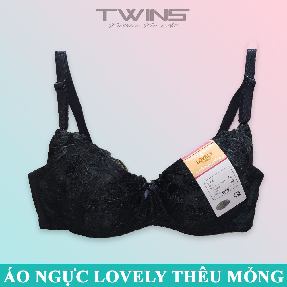 Áo ngực nữ ren mút mỏng nâng ngực Lovely có gọng cúp xéo mềm mịn thoải mái phom lớn size 34-36-38-40