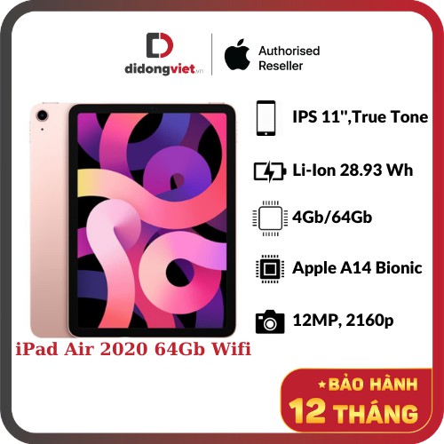 Máy tính bản iPad Air 4 (2020) 64GB Wifi Chính hãng