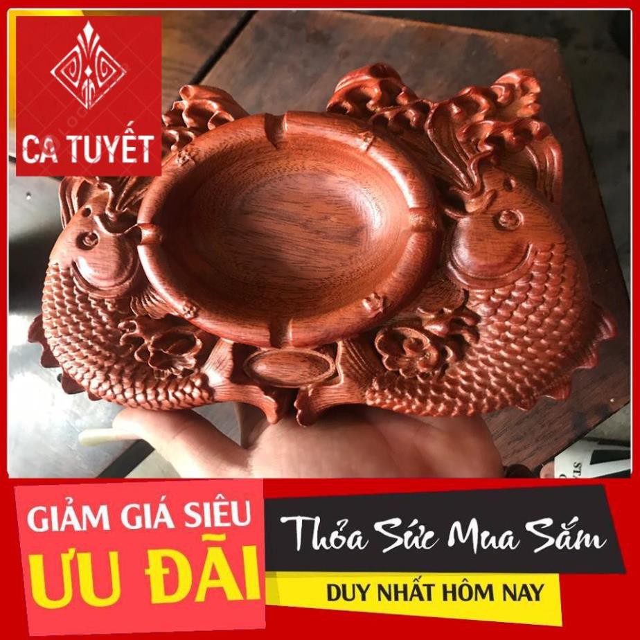 [ Gạt Tàn Thuốc Dài Cá Chép Bằng Gỗ Hương Trạm Khắc Tinh Xảo ]