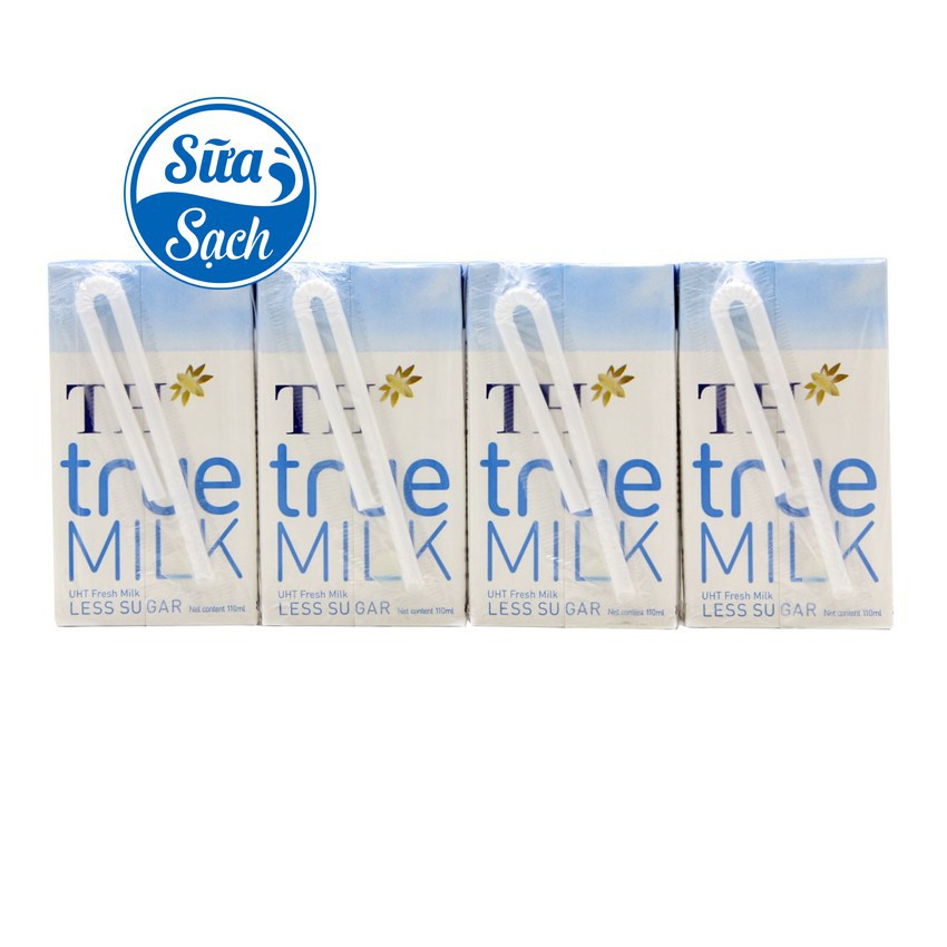 [GIÁ TỐT] Lốc 4 hộp TH True Milk ít đường/Dâu 110ml date mới