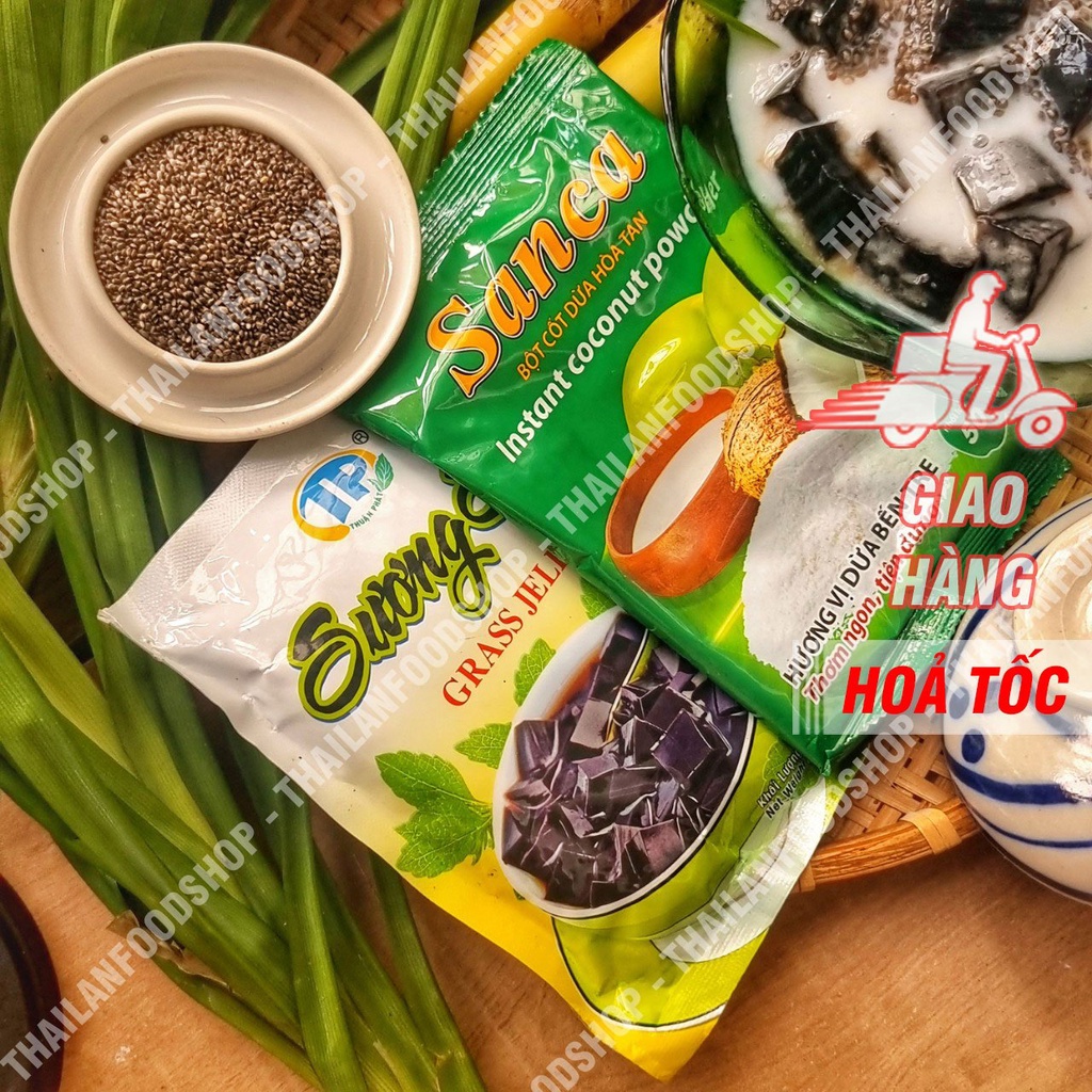 Set Sương Sáo Hạt Chia Nước Cốt Dừa Đầy Đủ Nguyên Liệu Nấu 10 - 15 Chén - Set Tự Nấu