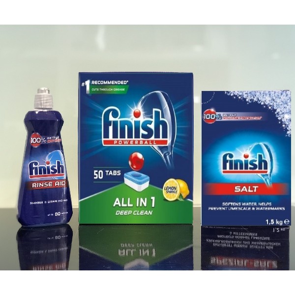 Combo Viên Finish 48 viên+ 1,5kg Muối Finish+Nước làm bóng Finish 400ml - HANOIMART