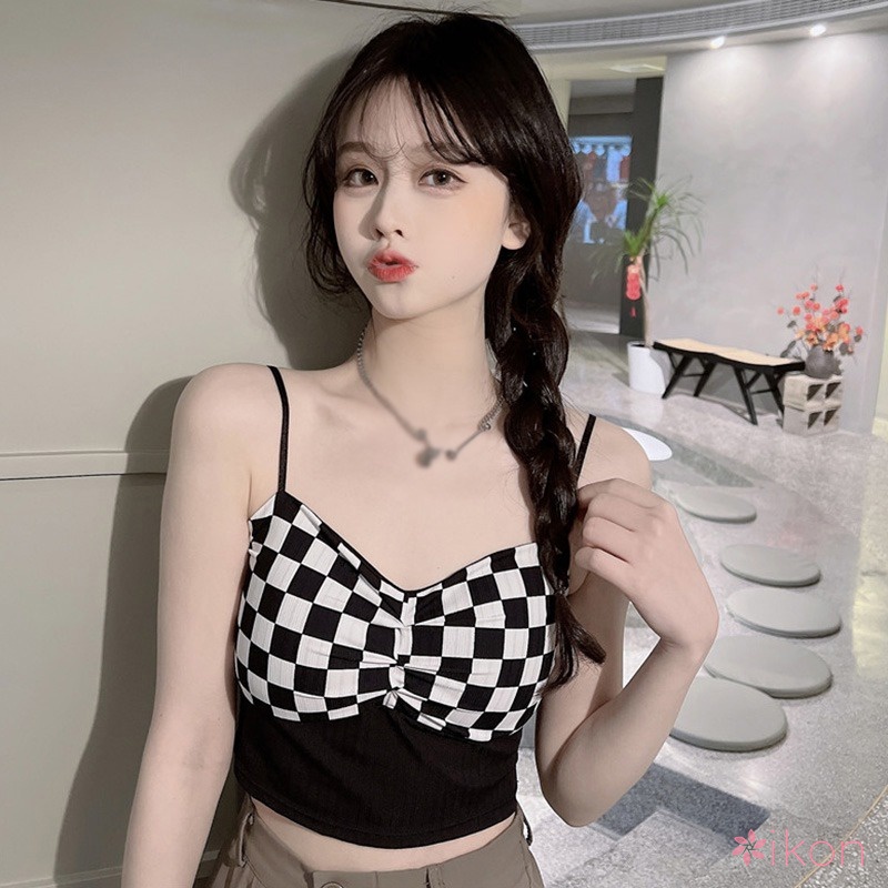 Áo Dây Nữ Họa Tiết Ô Vuông Quyến Rũ