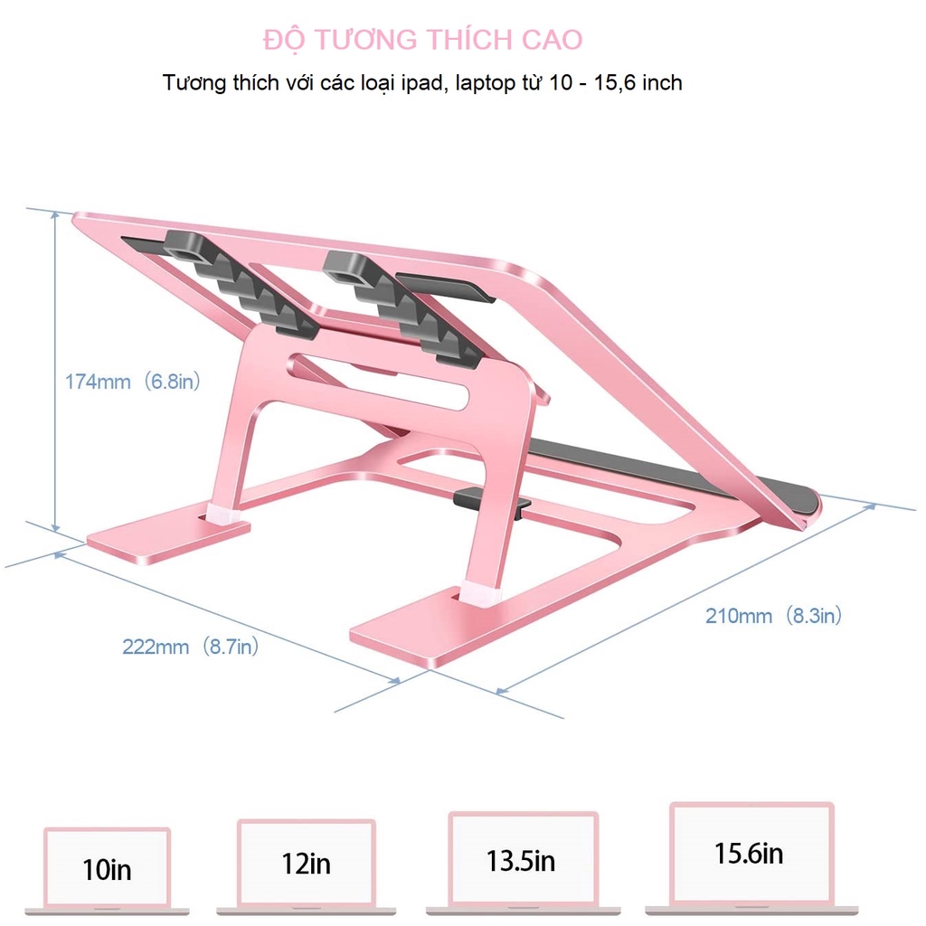 Giá Đỡ Máy Tính, Laptop, iPad, Macbook Hợp Kim Nhôm Cao Cấp. Hỗ Trợ Tản Nhiệt Chống Mỏi Cổ, Vai, Gáy FS-0105