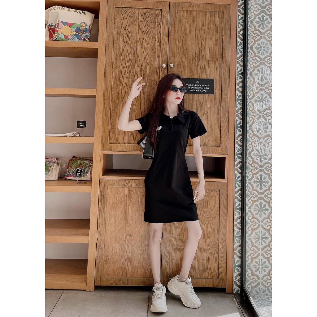 Đầm Polo Body Ngắn Tay Xinh Xắn Chất Cotton Năng Động Váy Polo Trơn Suông Cổ Sơ Mi | BigBuy360 - bigbuy360.vn