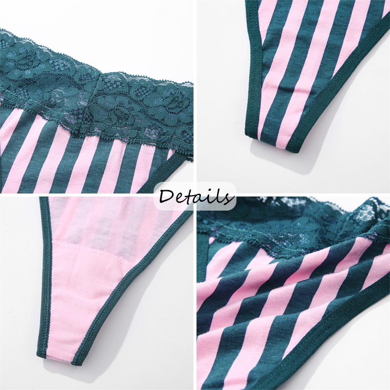 Cute Byte Bộ 3 Quần Lót Cotton Lọt Khe Lưng Thấp Phối Ren Gợi Cảm Dễ Thương Size S-XL