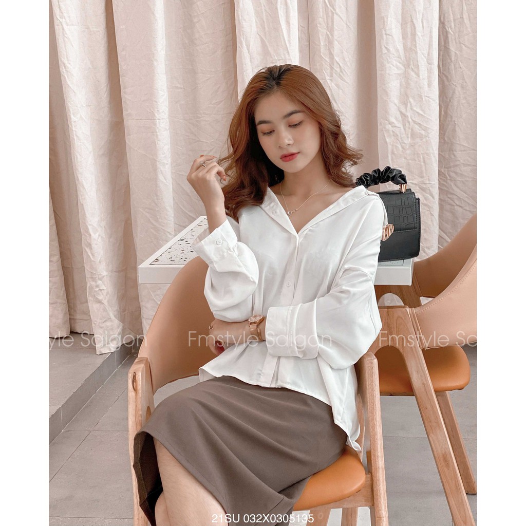 [Mã WASKT304 giảm 15% tối đa 30K đơn 99K] Áo sơ mi tay dài cổ bẻ trơn ulzzang thời trang nữ Fmstyle Saigon 21SU042X2201 | BigBuy360 - bigbuy360.vn