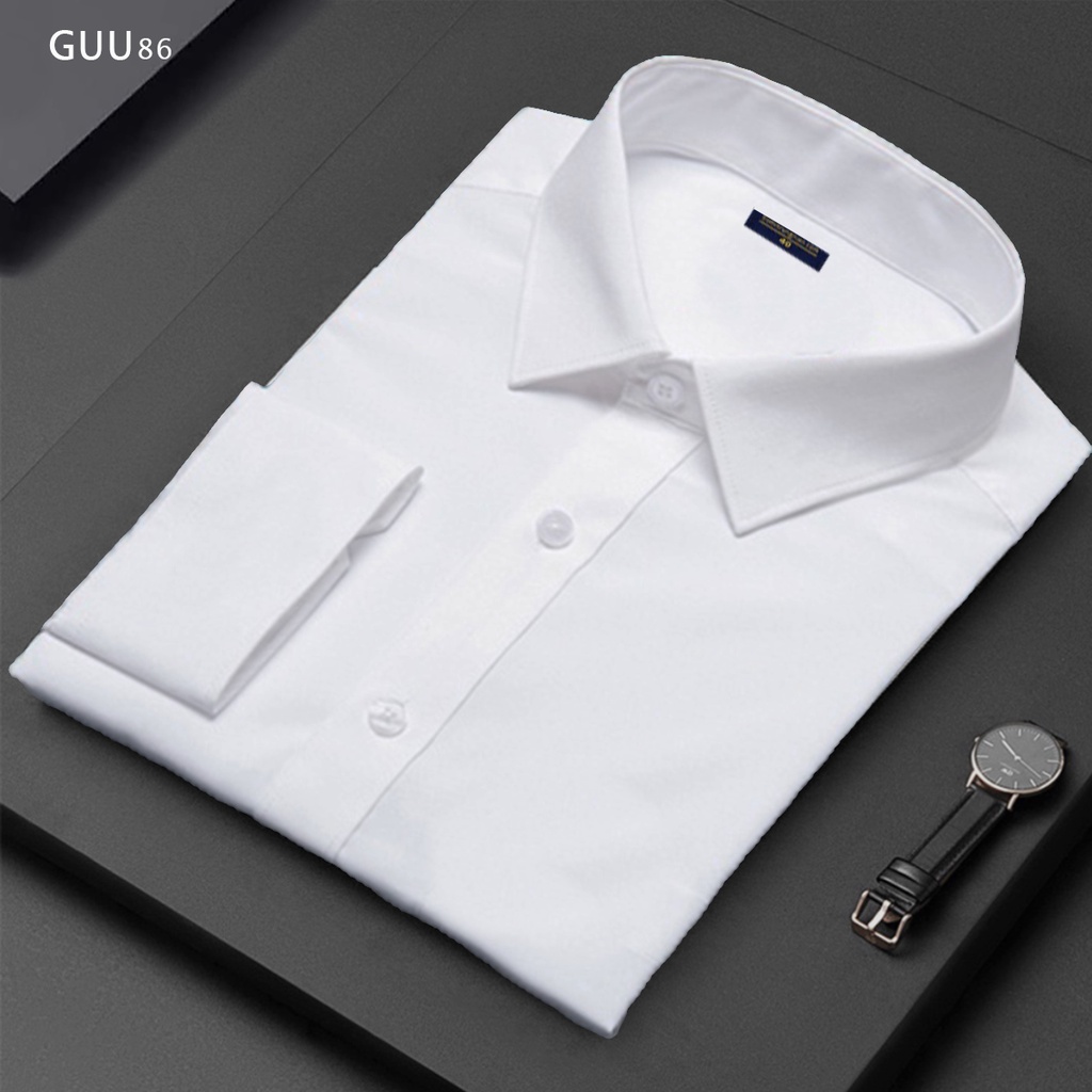 Áo Sơ Mi Nam Dài Tay Hàn Quốc Dáng Ôm Cổ Bẻ Vải Lụa Thái Chống Nhăn Chống Xù