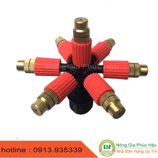 Combo 5 béc phun sương 7 hướng đầu đồng chân ren 21