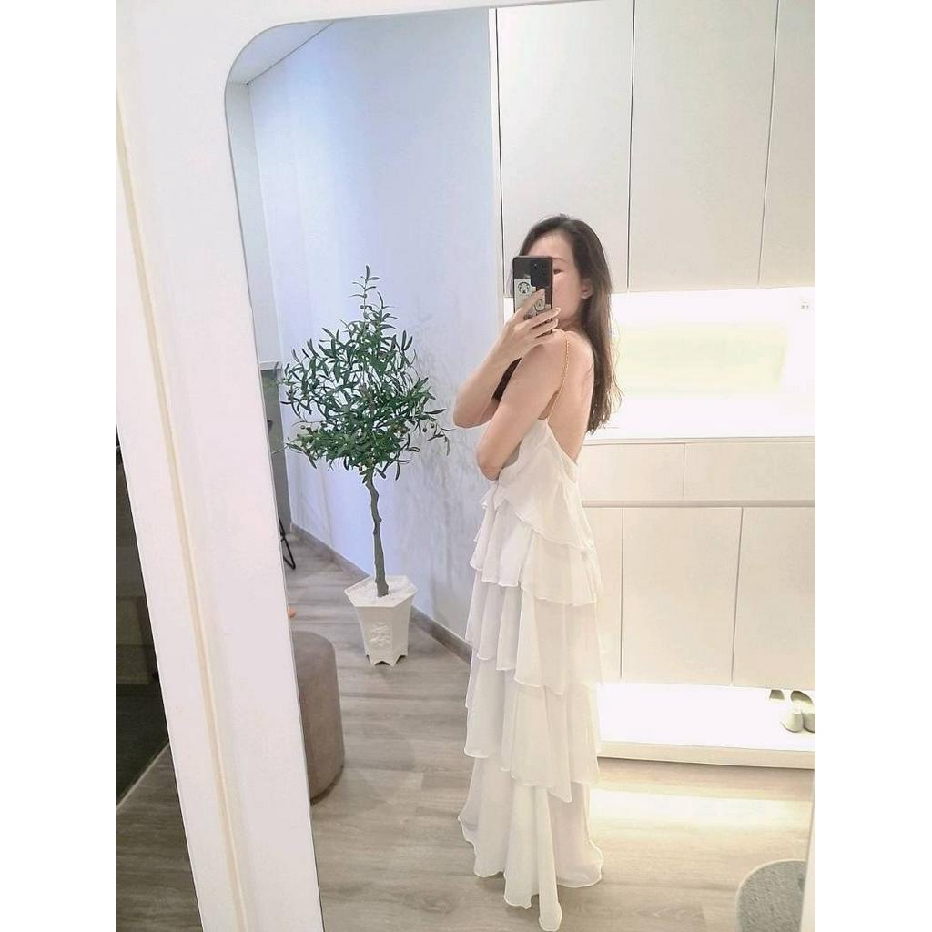💖 SIÊU PHẨM 💖 Đầm maxi tầng yếm xích 5 tầng hở lưng đi biển,  Đầm maxi cổ yếm hở lưng nhiều màu