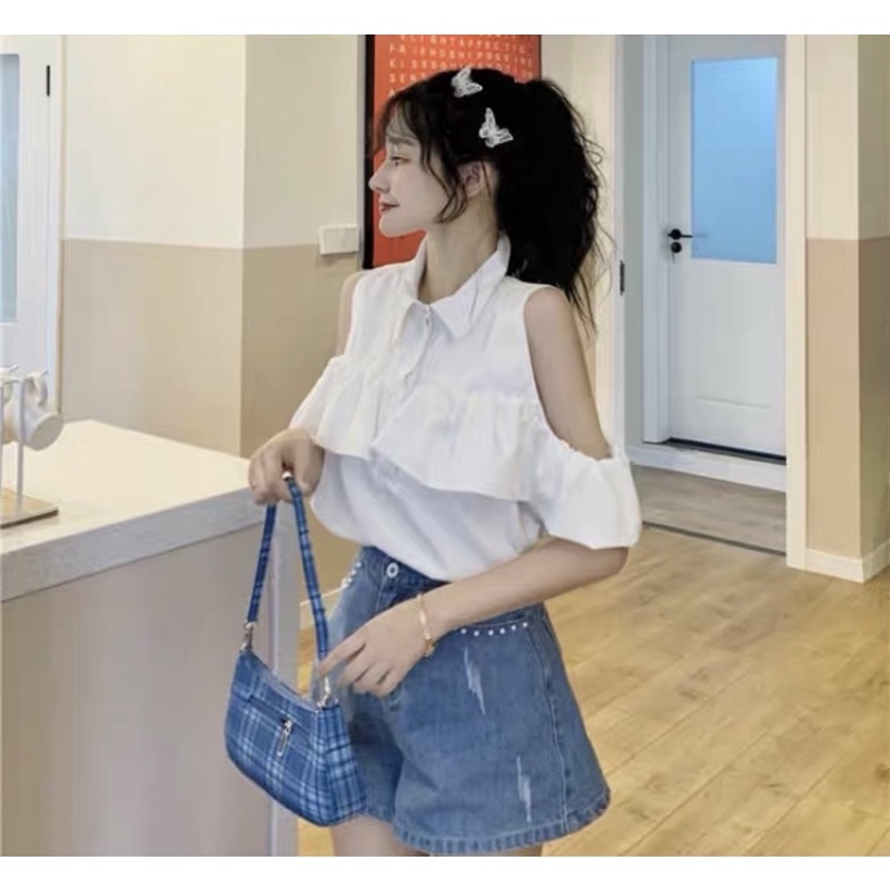 ÁO SƠ MI HỞ VAI