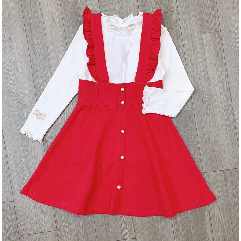 Set Váy Tiểu Thư Jelispoon Bé Gái Xuất Hàn Dư Xịn, Set Váy Thu Đông Bé Gái Xuất Hàn size 100-150