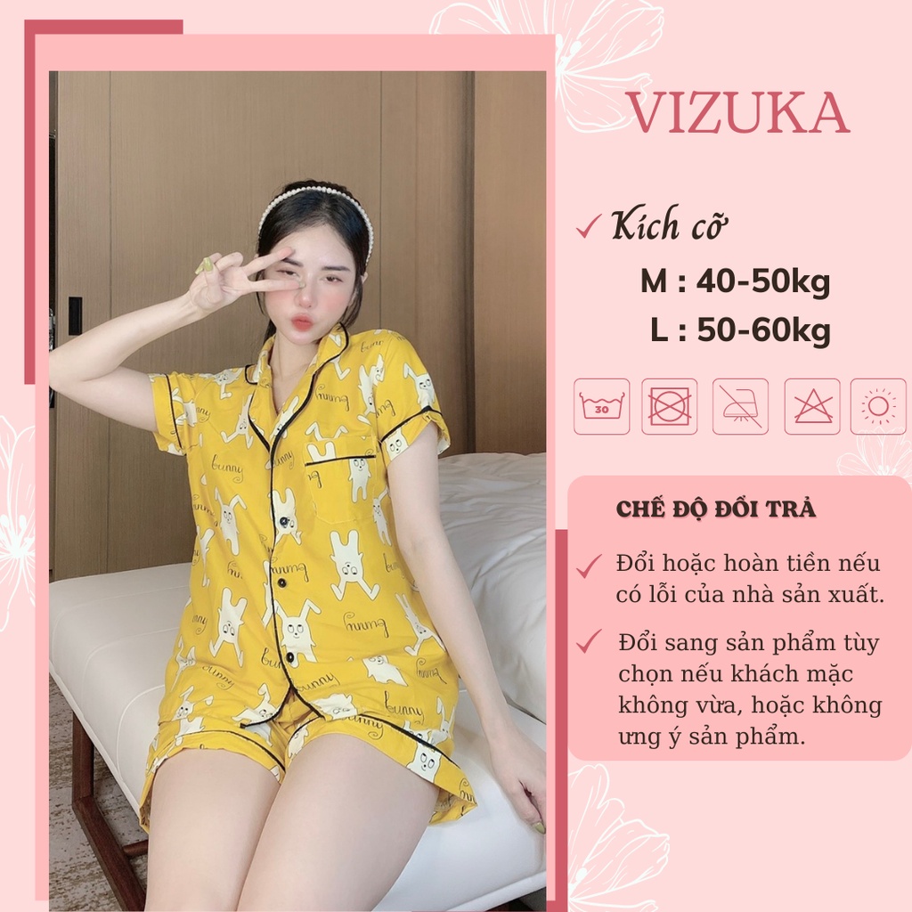 Đồ bộ pijama mặc nhà chất liệu kate Thái VIZUKA