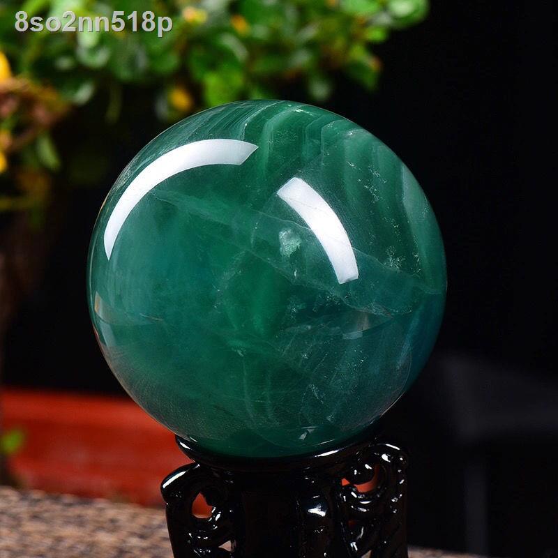 ⊕  8so2nn518pĐồ trang trí quả cầu pha lê màu xanh lá cây tự nhiên đá thô quặng phong thủy xua đuổi tà ma đồ văn