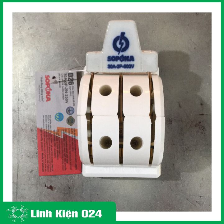 Cầu dao đế sứ đảo chiều 2 pha / 3 pha 30A-600V SOPOKA