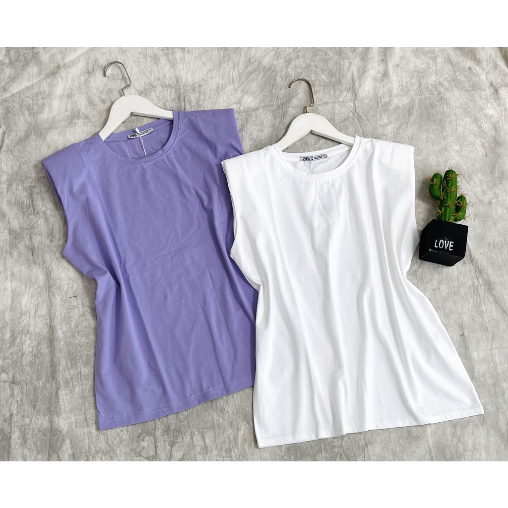 ÁO THUN ĐỘN VAI ZARA VNXK HỌA TIẾT TRƠN - COTTON 100% 4C FORM CHÂU ÂU