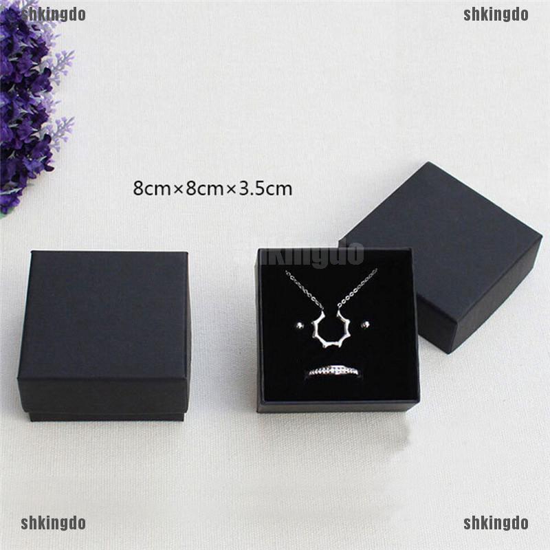 THINH Hộp Đựng Trang Sức Màu Đen Bằng Giấy Đen Dùng Làm Quà Tặng