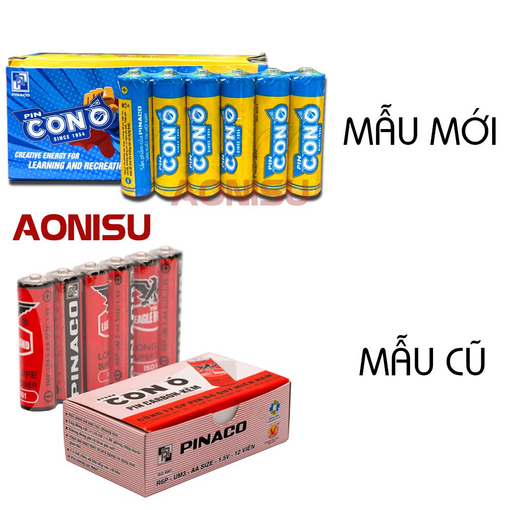 Pin Con Ó Đỏ và Vàng 2A Chính Hãng 1,5V , pin Tiểu AA PINACO (1 viên)