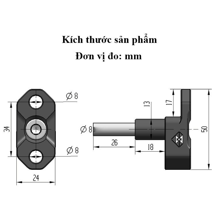 Bộ Nâng Cao Lỗ Vít Gắn Phụ Kiện Vào Đế Ghi Đông Trần Các Loại Xe