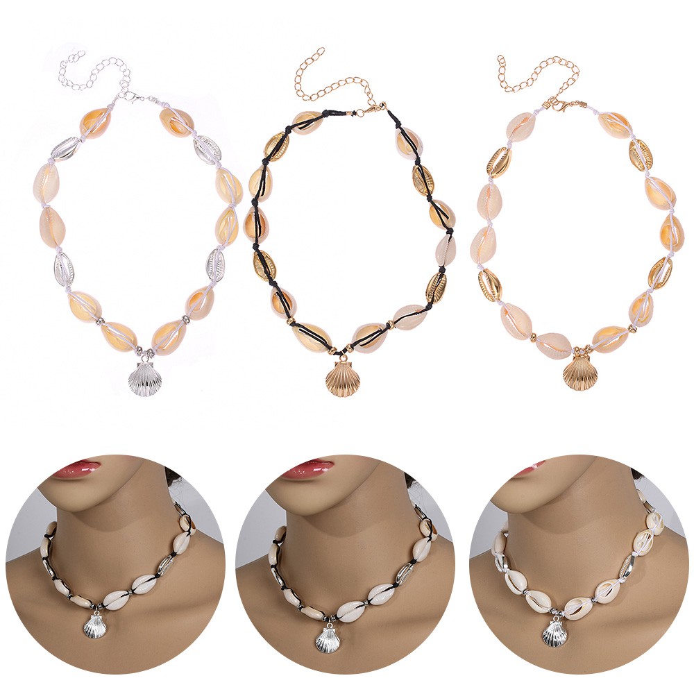 vòng cổ Choker Mặt Vỏ Sò Tự Nhiên Phong Cách Bohemian Thời Trang Mùa Hè Cho Nữ