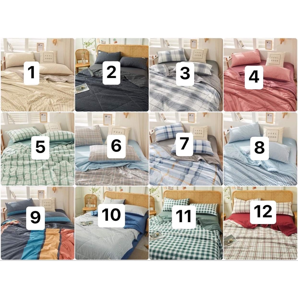 Set đũi kẻ 12 màu- CHĂN GA GỐI ĐỆM HUYỀN VŨ