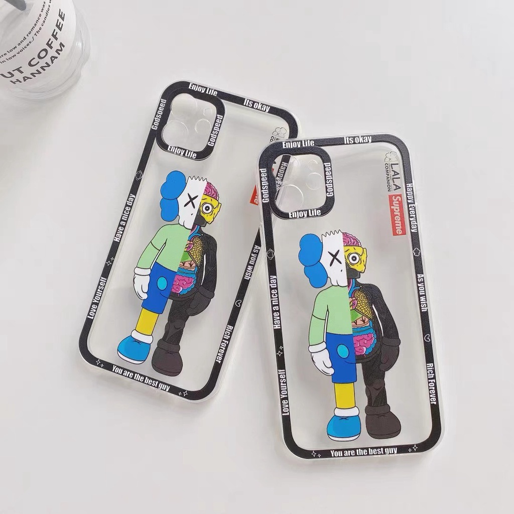 Ốp lưng iphone đẹp độc đáo kaws cạnh vuông nổi trong suốt 6/6plus/6s/6splus/7/7plus/8/8plus/x/xr/xs/11/12/pro/max/plus