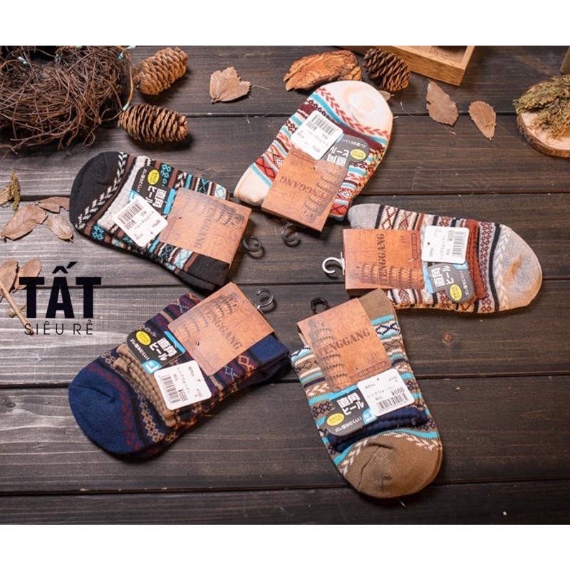 Tất Nam Thổ Cẩm Cao Cổ Hoạ Tiết Vintage Thoáng Mát Thấm Hút - Tất Siêu Rẻ