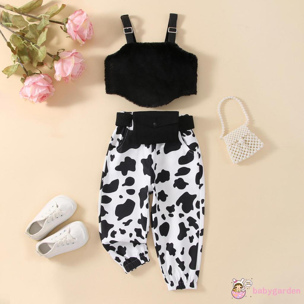 Set Áo Tank Top + Quần Dài Họa Tiết Da Báo + Túi Đeo Thắt Lưng Dành Cho Bé 1-6 Tuổi