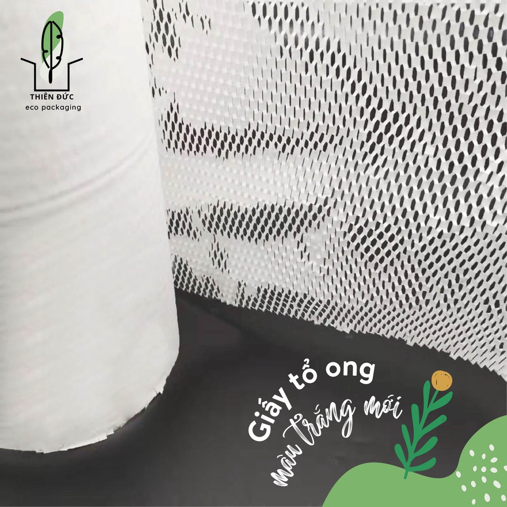 Thay thế xốp hơi, cuộn giấy tổ ong bọc hàng honeycomb dùng gói quà, lót hộp 38cm x 30m giấy xi măng kraft chống sốc