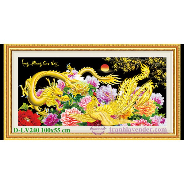 Tranh đính đá Long phụng sum vầy 100x55
