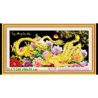 Tranh đính đá Long phụng sum vầy 100x55