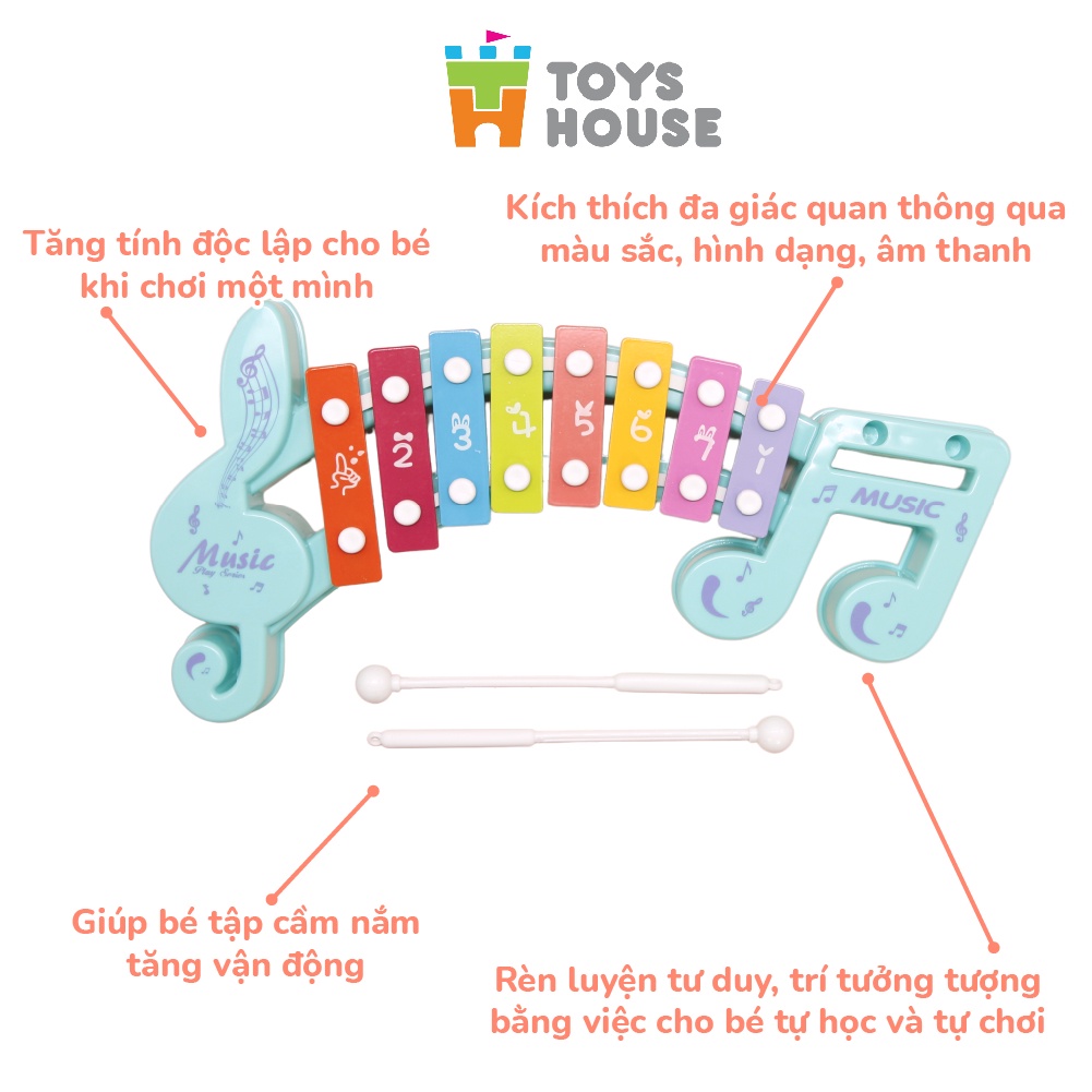 Đồ chơi đàn gõ Xylophone cho bé 8 phím hình nốt nhạc cho bé Toyshouse 683-2