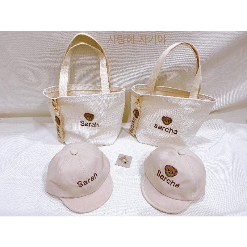 Mũ lưỡi trai thêu tên em bé. made in korea