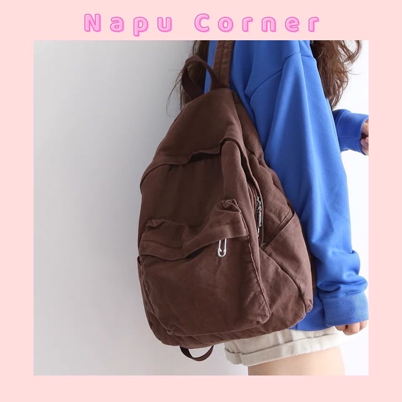 COMBO BALO CANVAS VINTAGE CHỐNG THẤM + SỔ NOTE, KẸP GỖ, PIN CÀI,...