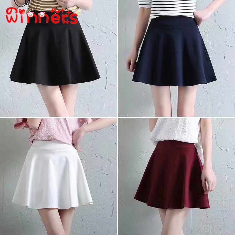 Chân váy xòe xếp nếp mini màu trơn duyên dáng cho nữ