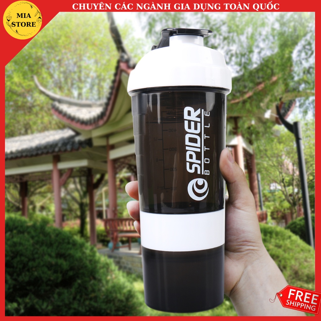 Bình lắc/ cốc pha bột protein sữa lắc có lò xo lốc xoáy pha bột mang theo tập gym/ đi làm/ đi học đa năng cao cấp Spider