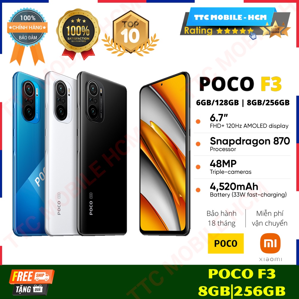 Điện Thoại XIAOMI POCO F3 8GB|256GB / 6GB|128GB Snapdragon™ 870 5G - BH 18 THÁNG