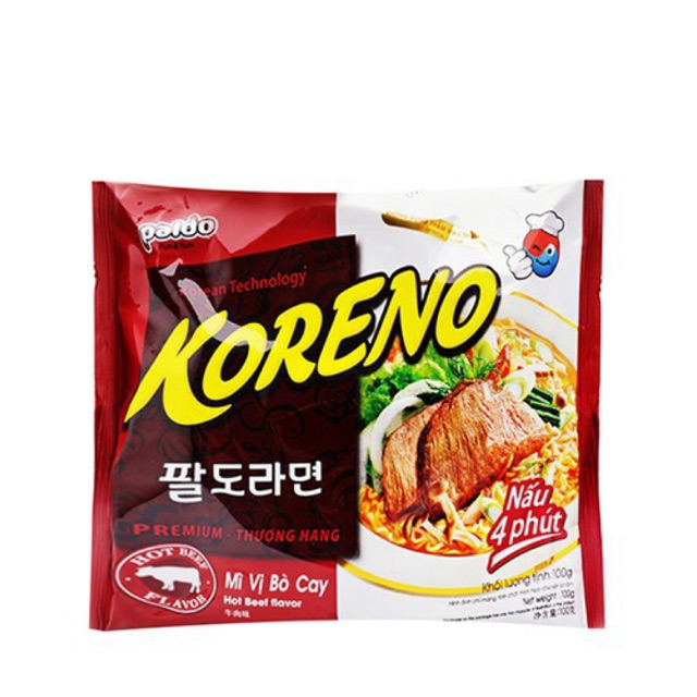 MÌ KORENO PALDO VỊ GÀ/ KIM CHI/ BÒ CAY/ TÔM GÓI 100G