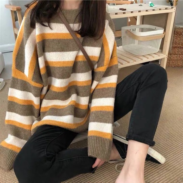 [Hàng order] Áo len kẻ nhiều màu ( kèm ảnh thật) Sẵn màu 4 | BigBuy360 - bigbuy360.vn