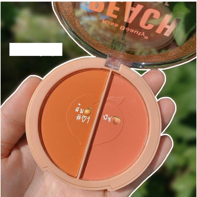 Phấn Má Tông Cam 2 Ngăn Kiss Beauty trái đào PEACH Blusher ( Nhungshika)