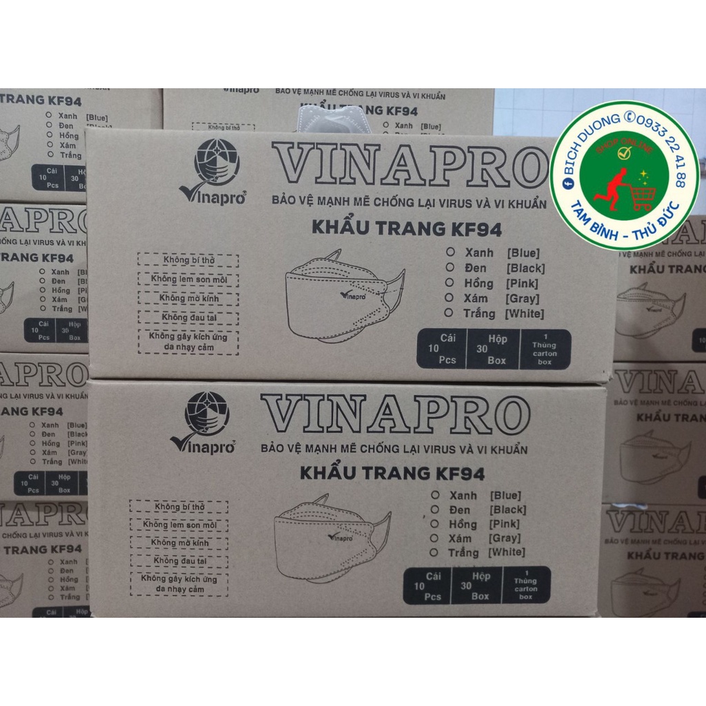 Thùng khẩu trang kháng khuẩn KF94 VINAPRO 4D