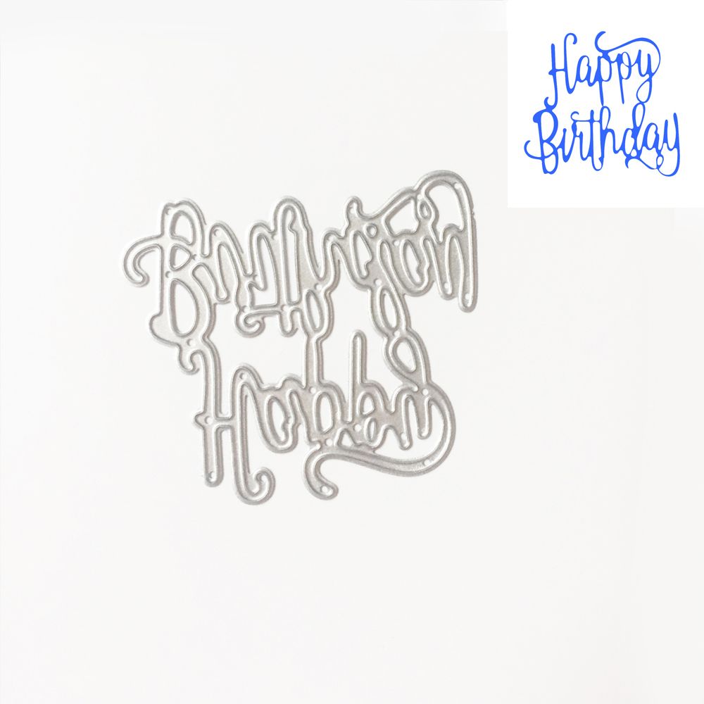 Khuôn kim loại dập nổi cắt giấy họa tiết chữ happy birthday dùng để trang trí album ảnh thủ công