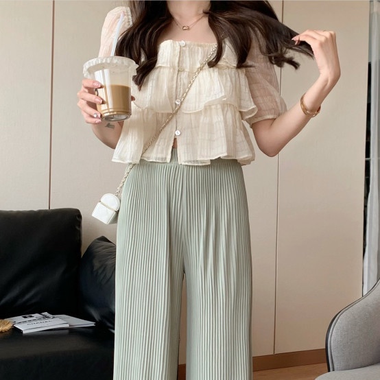 Áo Sơ Mi Ngắn Tay Cổ Vuông Phong Cách Mới Cho Bé Gái