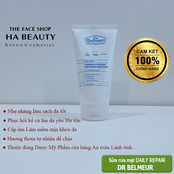 Sữa rửa mặt cho da nhạy cảm cấp ẩm sạch sâu ngừa mụn sáng da The Face Shop Dr Belmeur Daily Repair Foam Cleanser 150ml